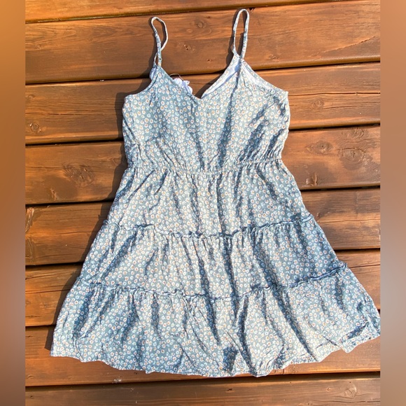 Pink Rose Blue/ Green Floral Dress | SIZE: US L - Picture 6 of 10